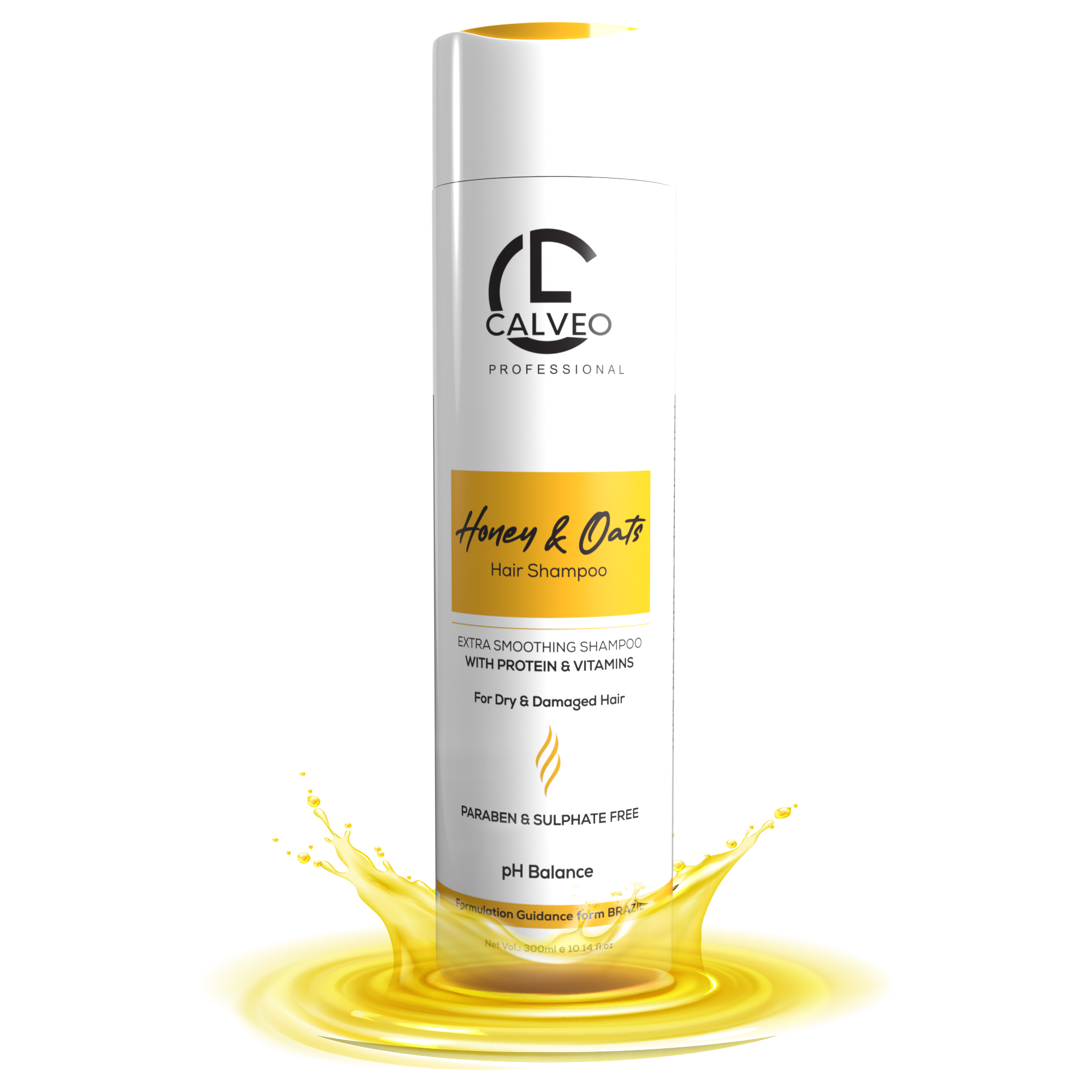 CALVEO Honey & Oats Moisturizing Shampoo | Natural Care for Dry & Damaged Hair | Softening, Strengthening & Hydrating Formula | Daily Cleanser for Smooth, Healthy & Frizz-Free Hair