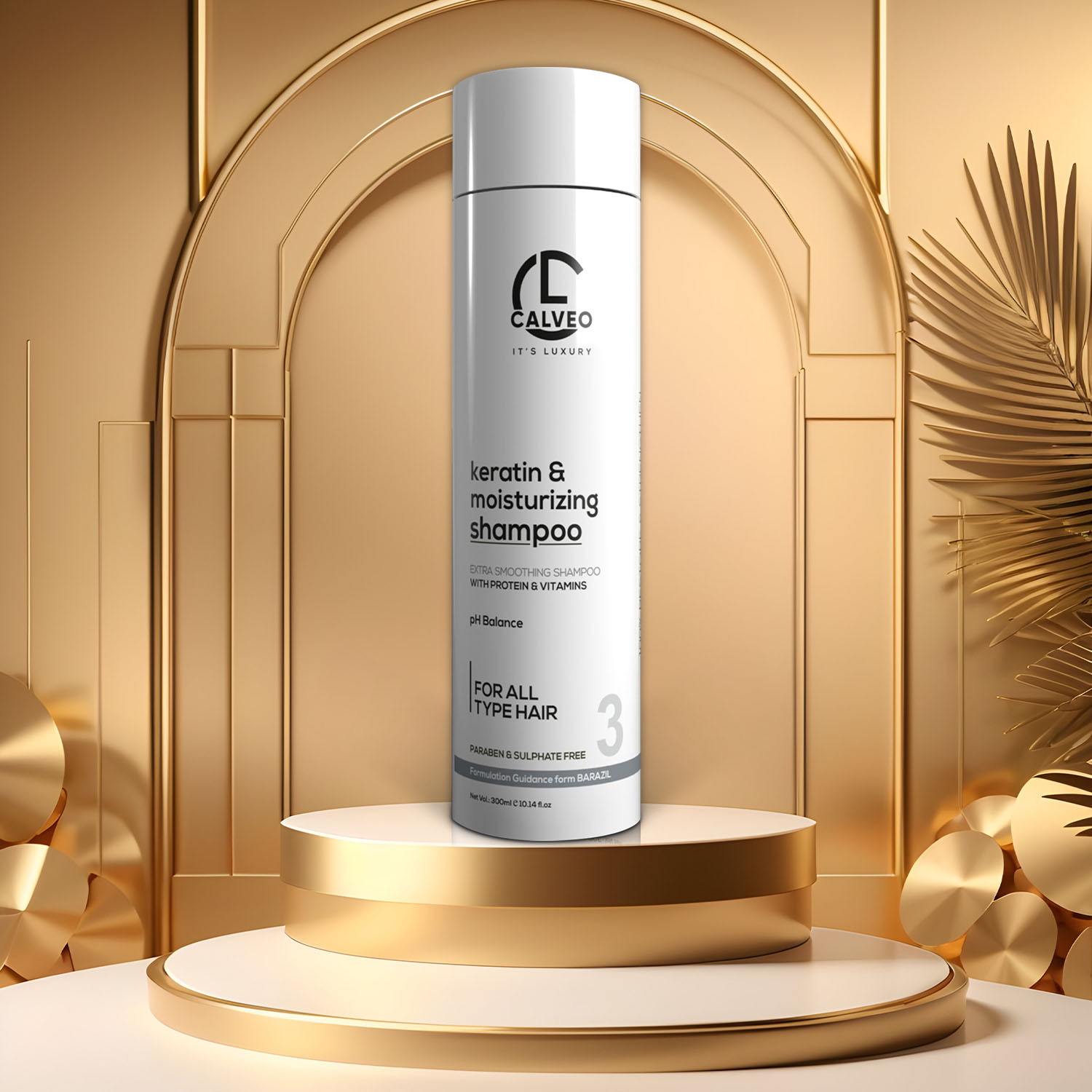 CALVEO Keratin & Hair Moisturizing Shampoo | Smooth, Silky, Frizz-Free, Hydrating Formula | Daily Hair Care for Strong, Shiny & Healthy Hair | Salon Quality Cleanser