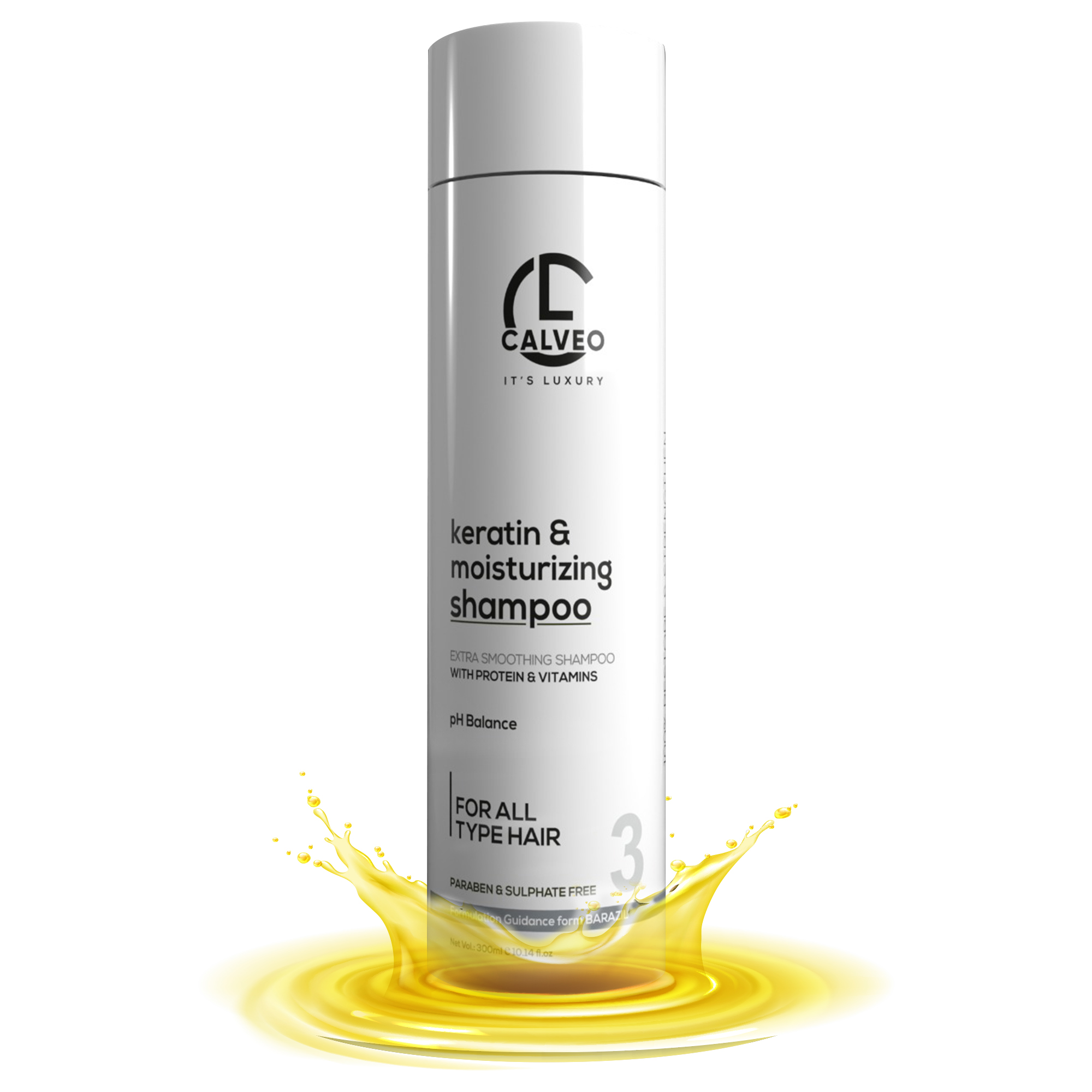 CALVEO Keratin & Hair Moisturizing Shampoo | Smooth, Silky, Frizz-Free, Hydrating Formula | Daily Hair Care for Strong, Shiny & Healthy Hair | Salon Quality Cleanser
