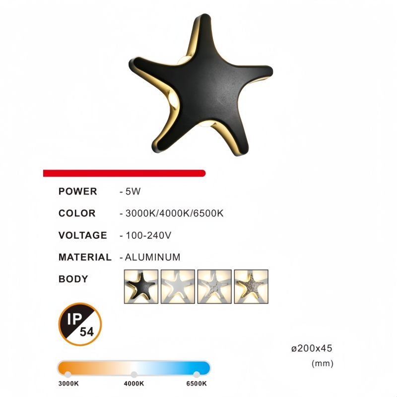 Star-Shaped LED Wall Lamp