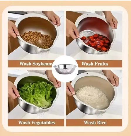 Multifunctional Stainless Steel Washing Bowl