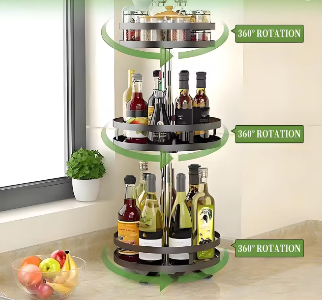 3-Tier 360° Rotating Spice Rack Organizer