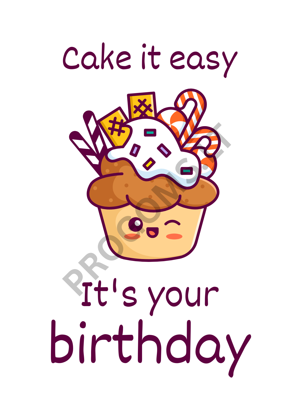 Šmaikštus gimtadienio atvirukas „Cake it easy.“
