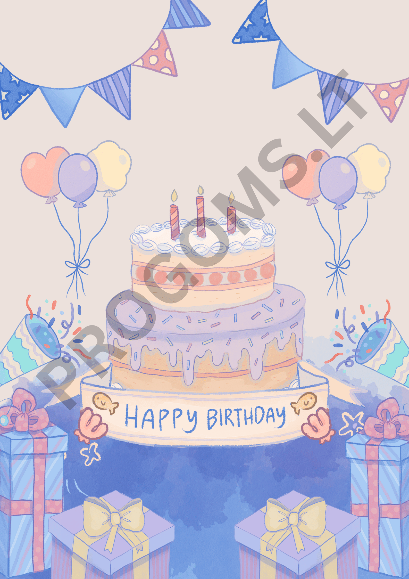 Klasikinis gimtadienio atvirukas "Party"