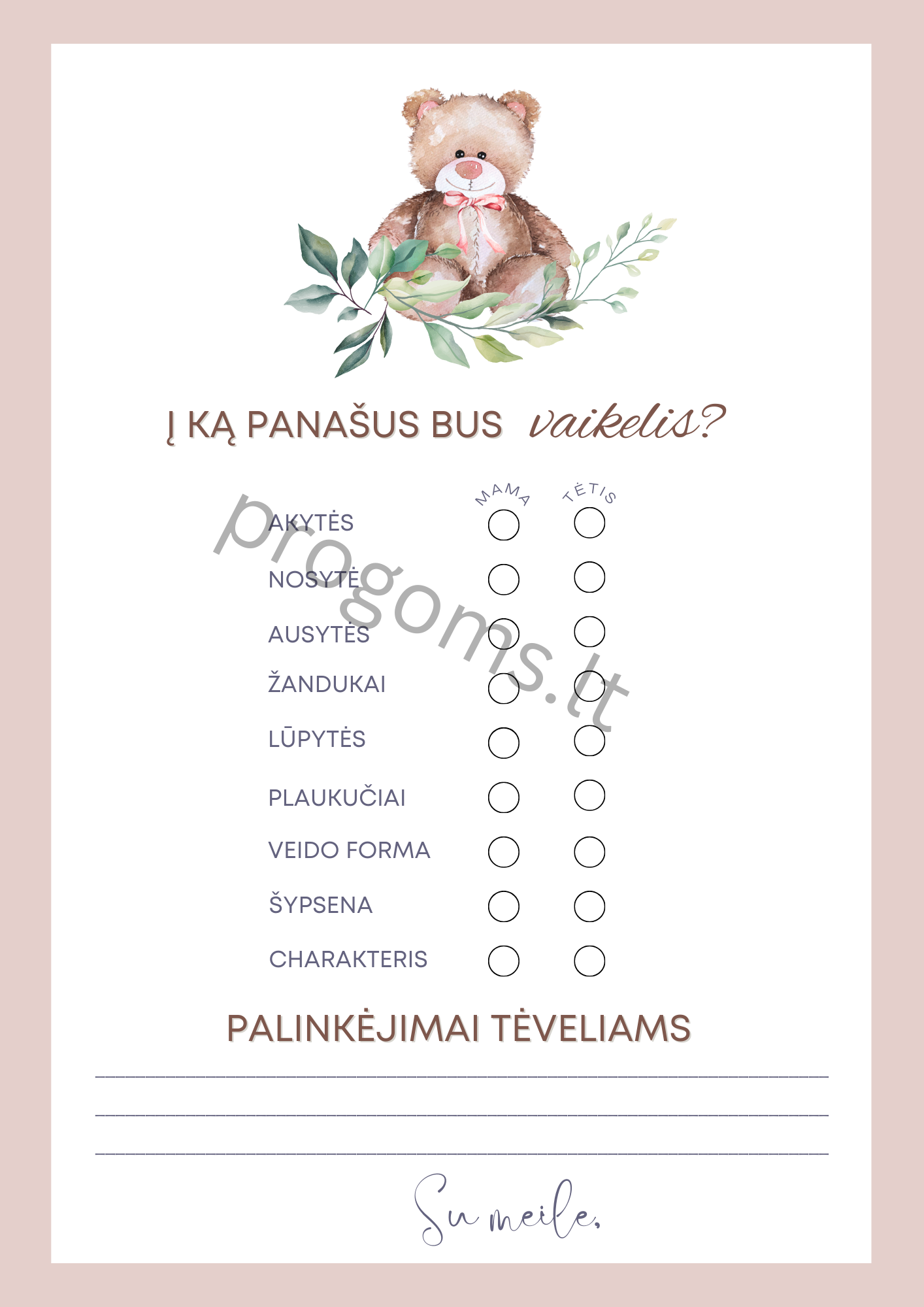 Žaidimas Į ką panašus vaikelis? Rausvos kortelės (10 vnt.) (14,2 × 20,3 cm)