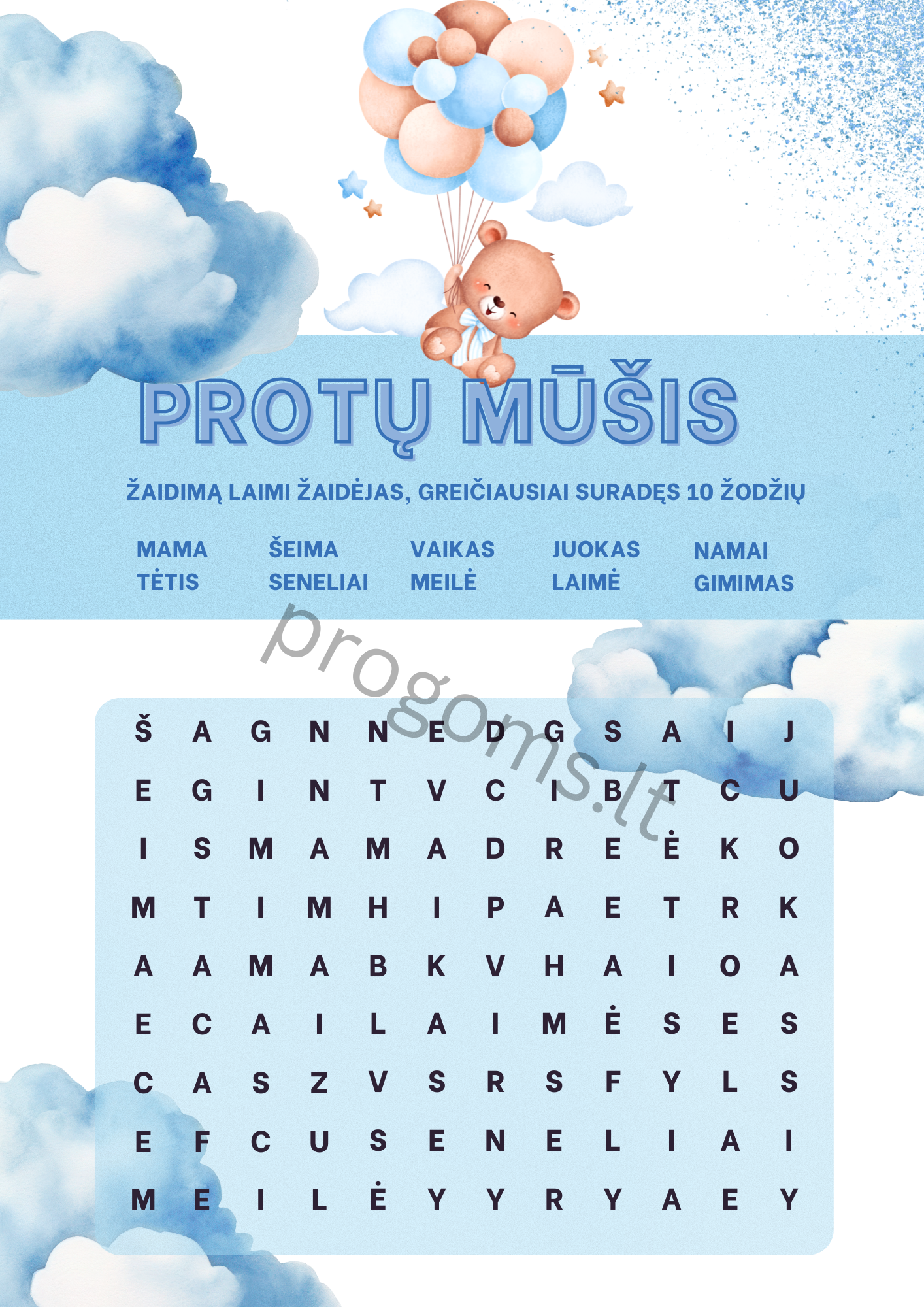 Žaidimas protų mūšis. Žydros kortelės (10 vnt.)
