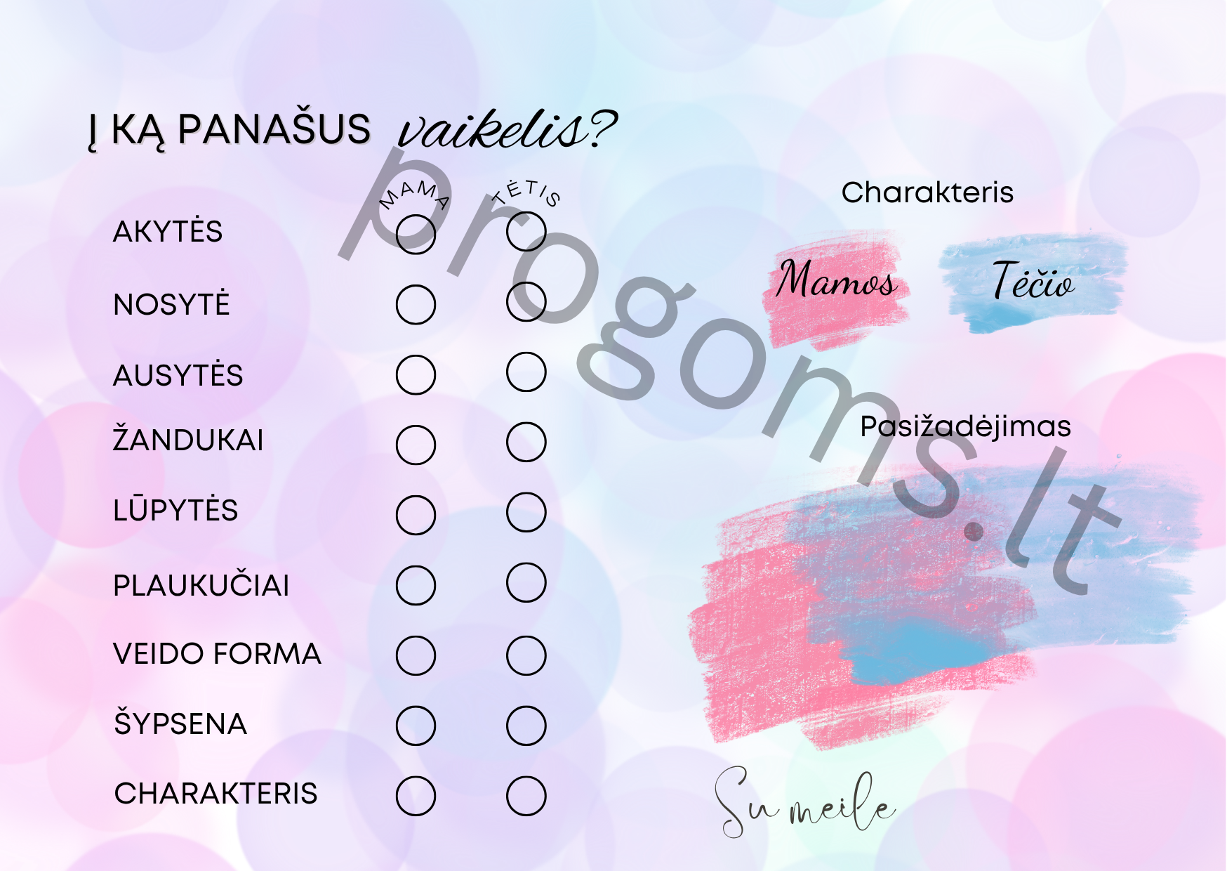 Žaidimas Į ką panašus vaikelis? Spalvotos kortelės (10 vnt.)