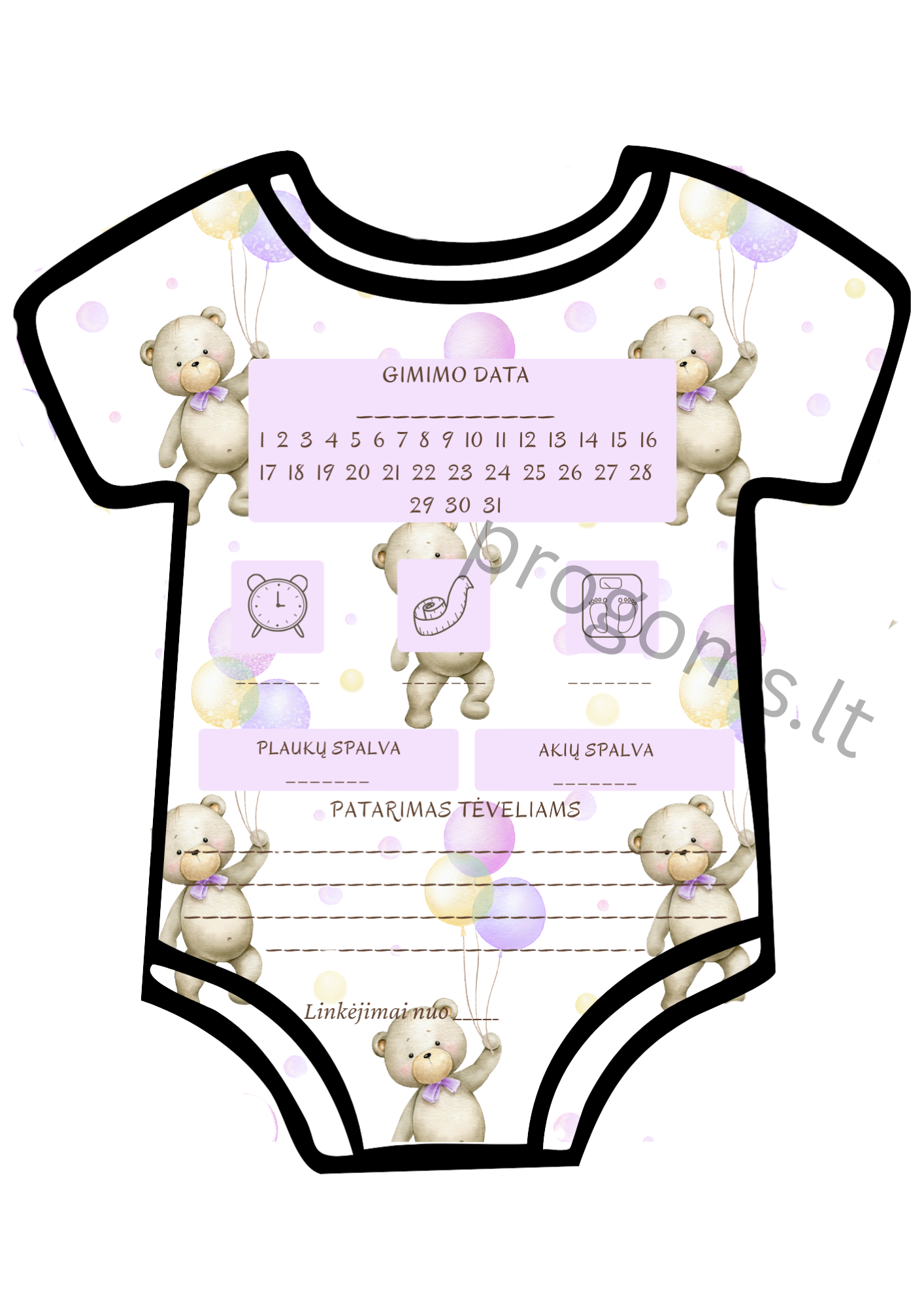 Žaidimas Mažylio prognozės. Rausvas  (10 vnt.)