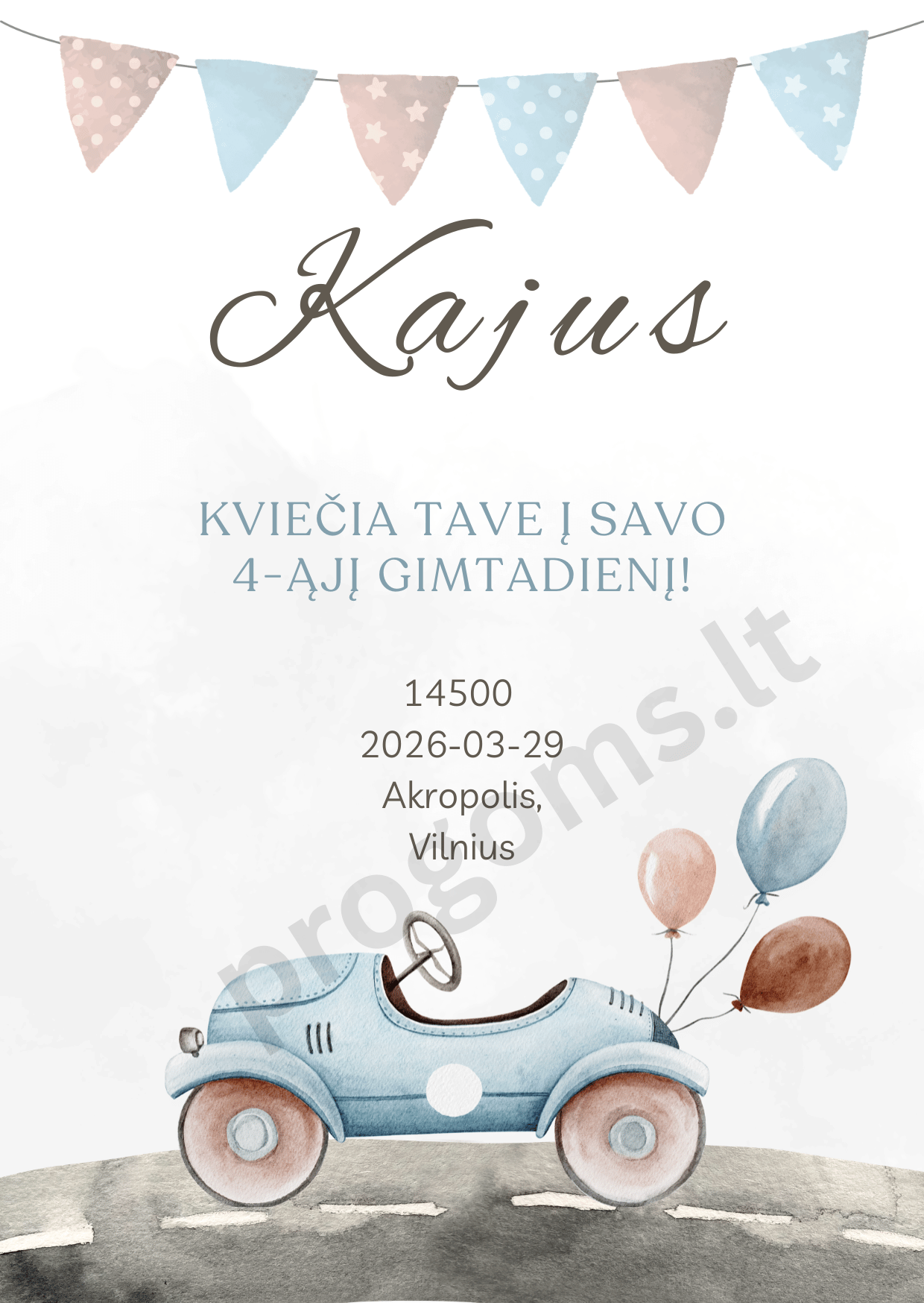 Skaitmeninis kvietimas "Retro car"