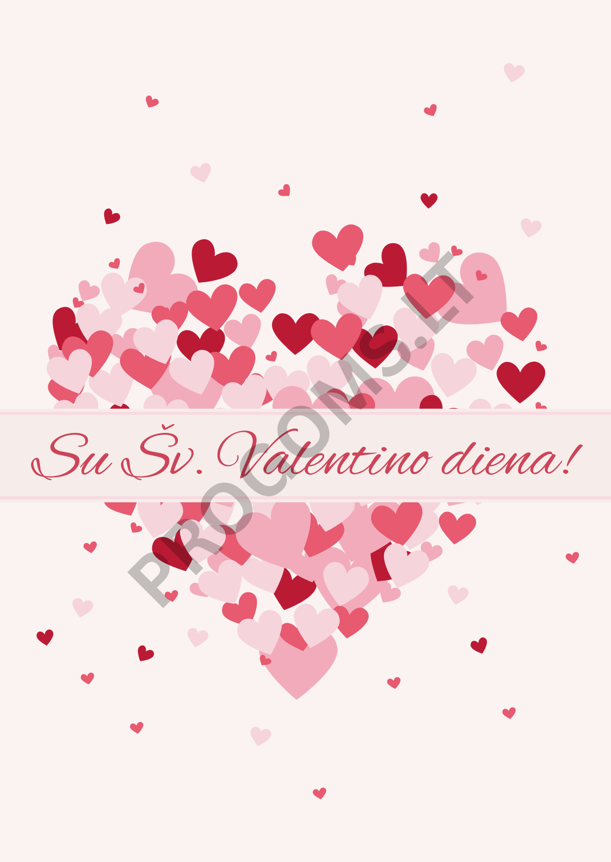 Rausvas atvirukas su voku Valentino dienai „Su Šv. Valentino diena“