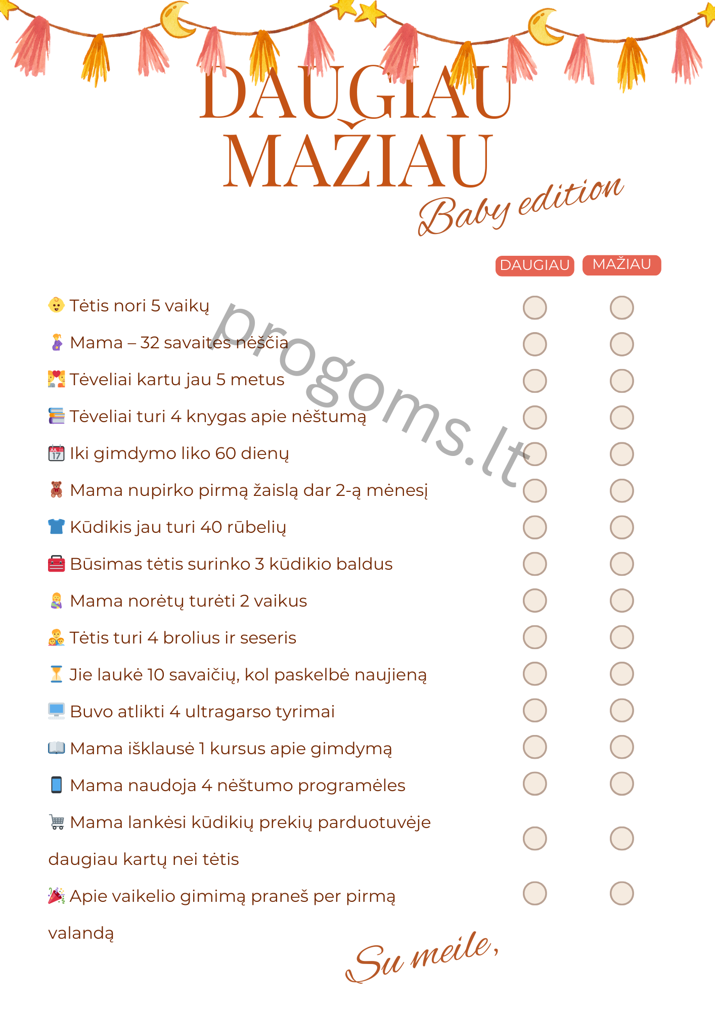 Žaidimas DAUGIAU MAŽIAU. Baby edition (10 vnt.)