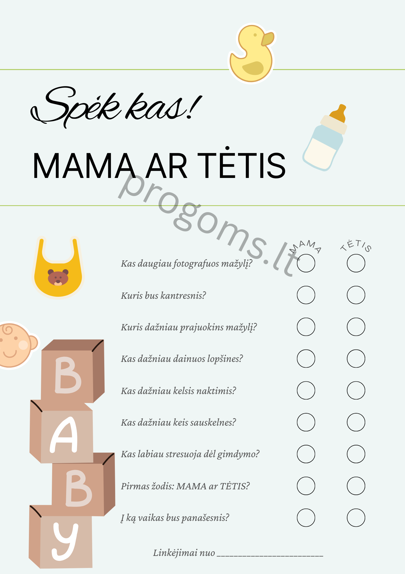 Žaidimas SPĖK KAS! Mama ar tėtis (10 vnt.)