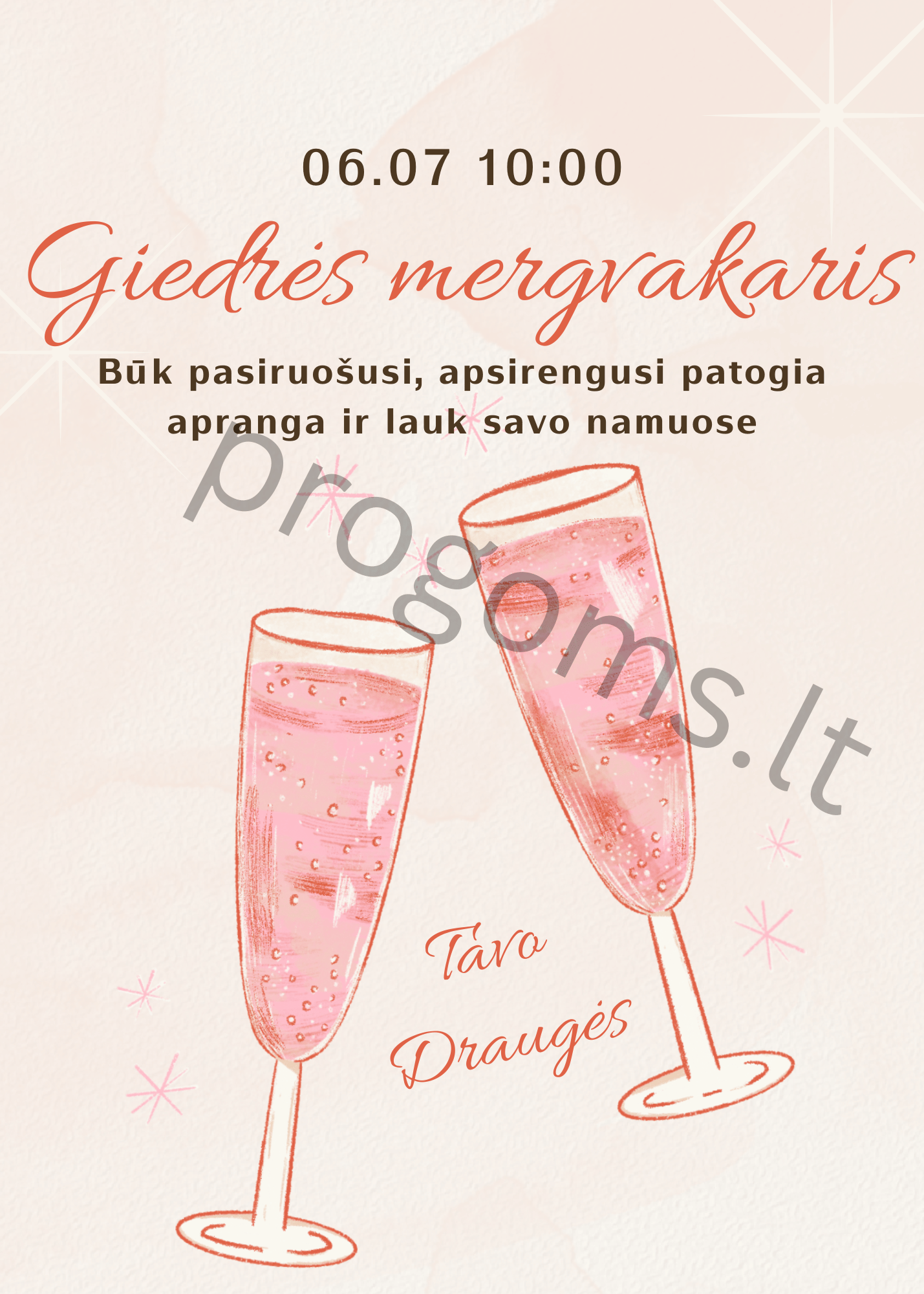 Kvietimas "Pink Bubbles Night"