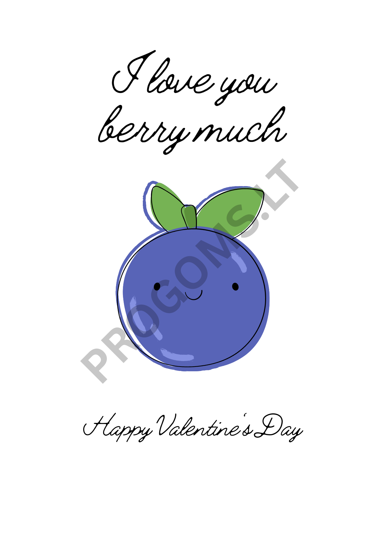 Šmaikštus  atvirukas su voku „I love you berry much“ 