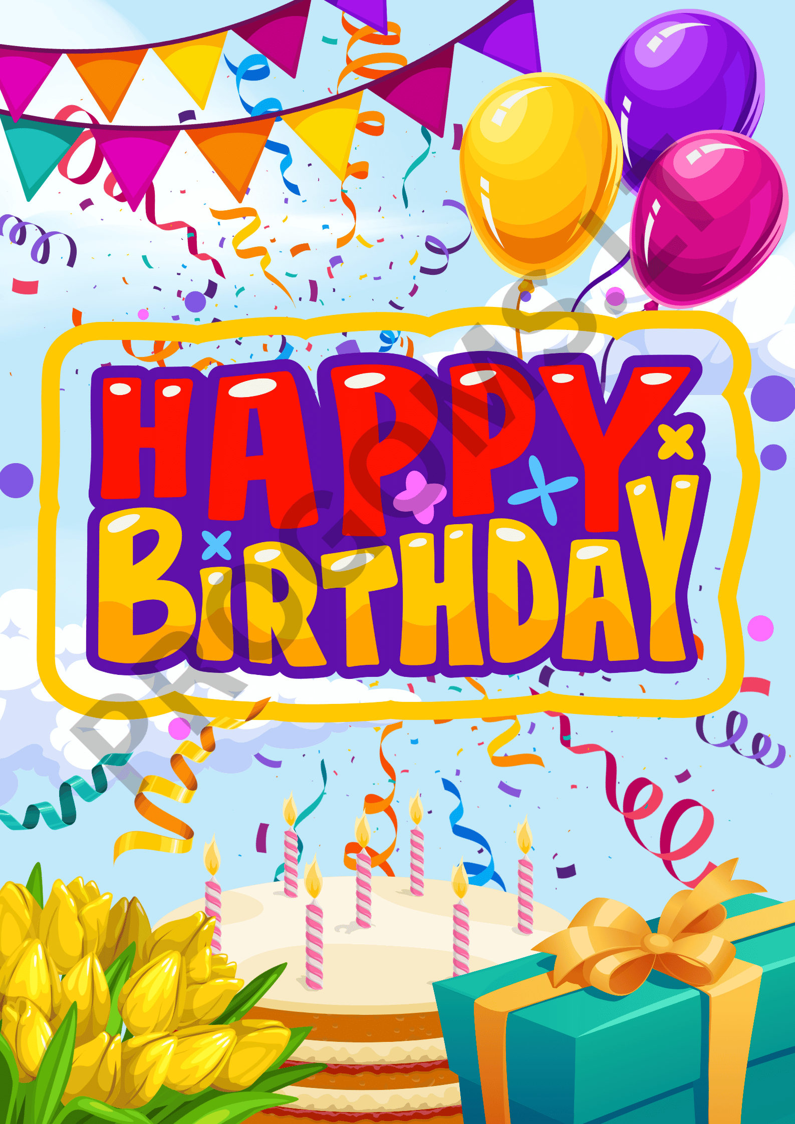 Ryškus atvirukas gimtadieniui