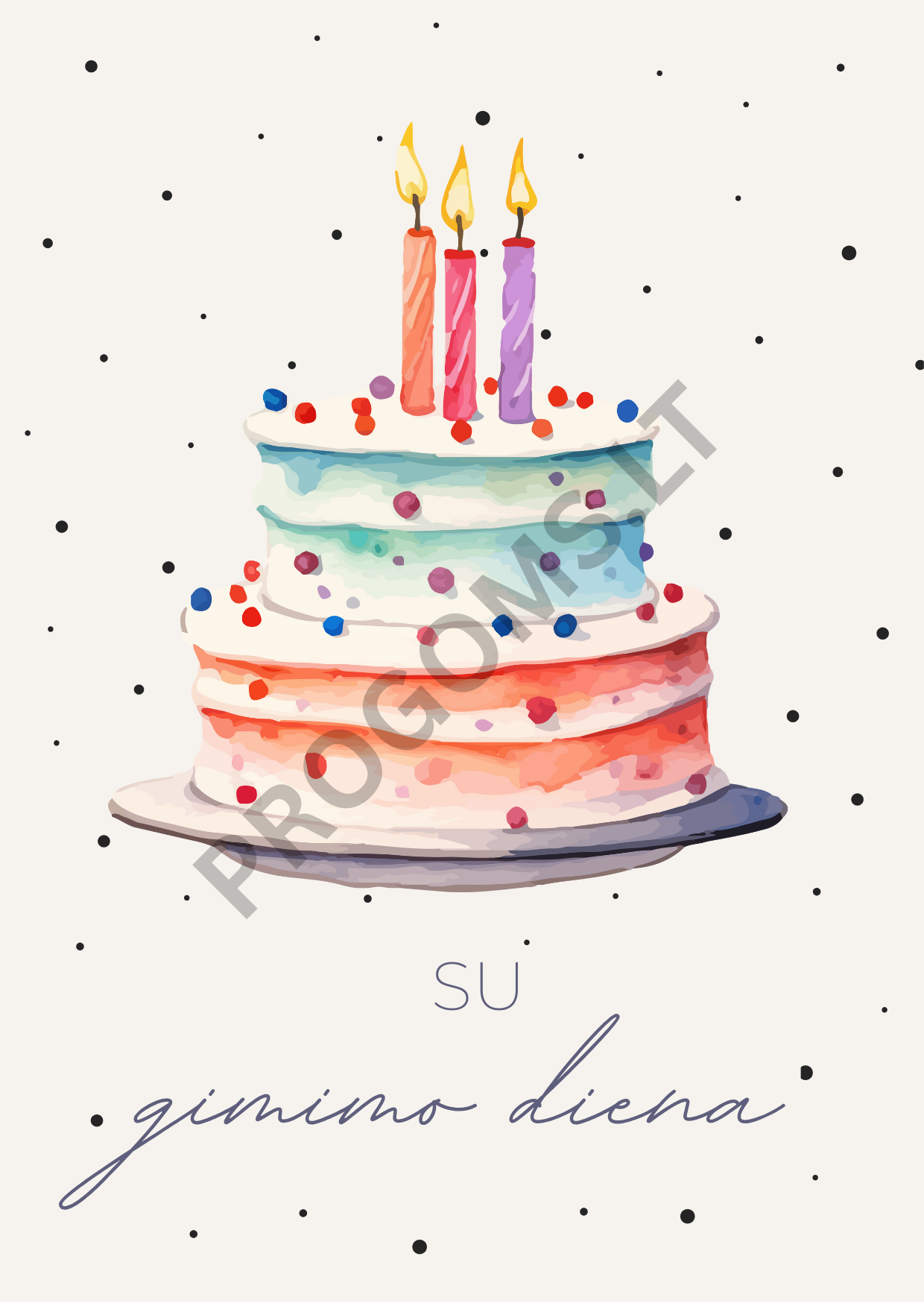 Gimimo dienos atvirukas su voku „Su gimimo diena“ 