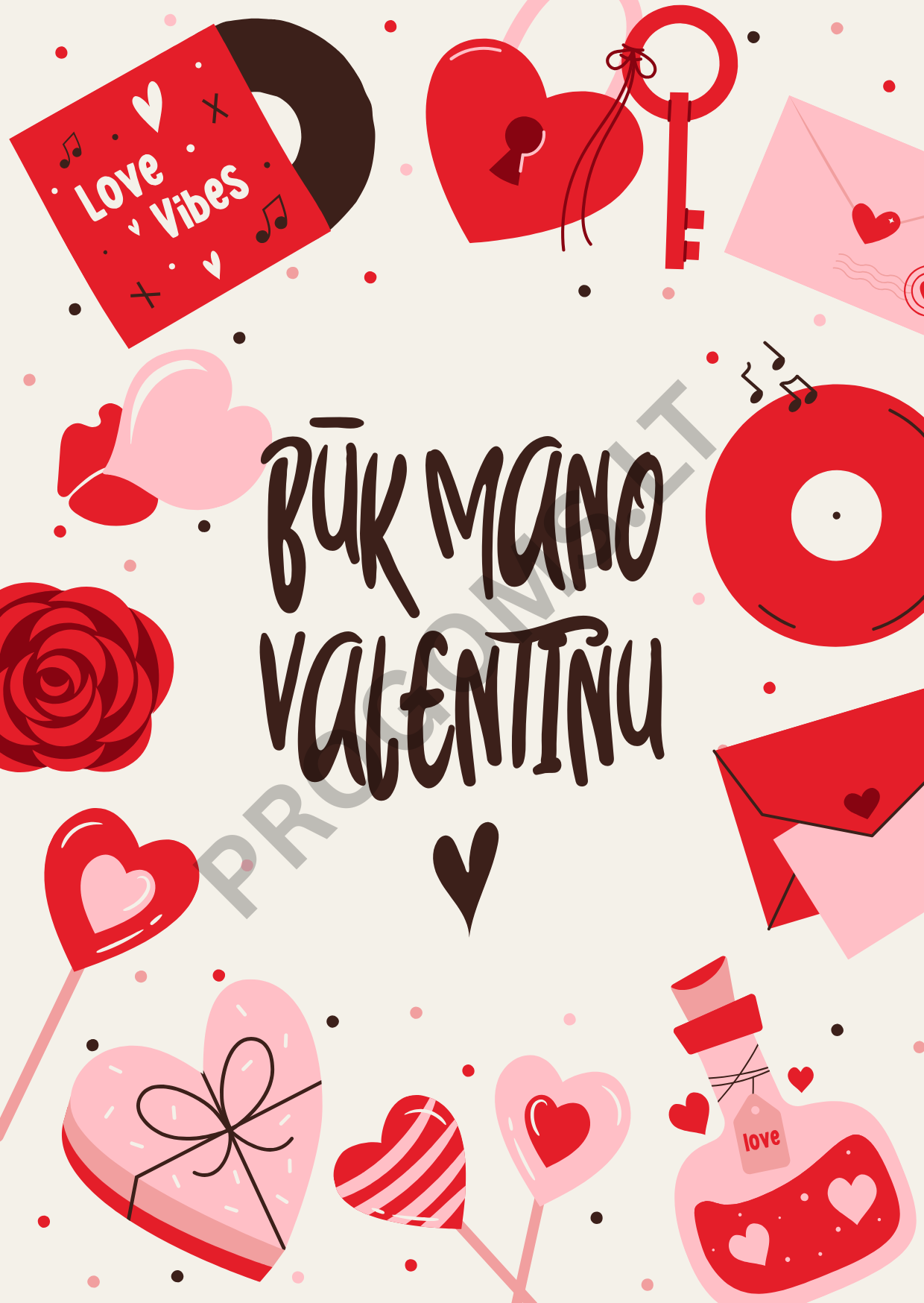 Valentino dienos atvirukas „Būk mano Valentinu“