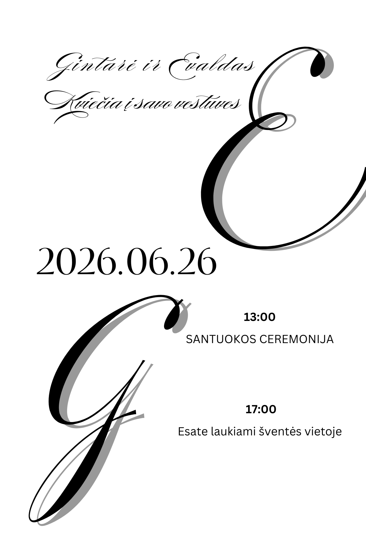 Kvietimas "Minimalizmas"  (10 × 14 cm)