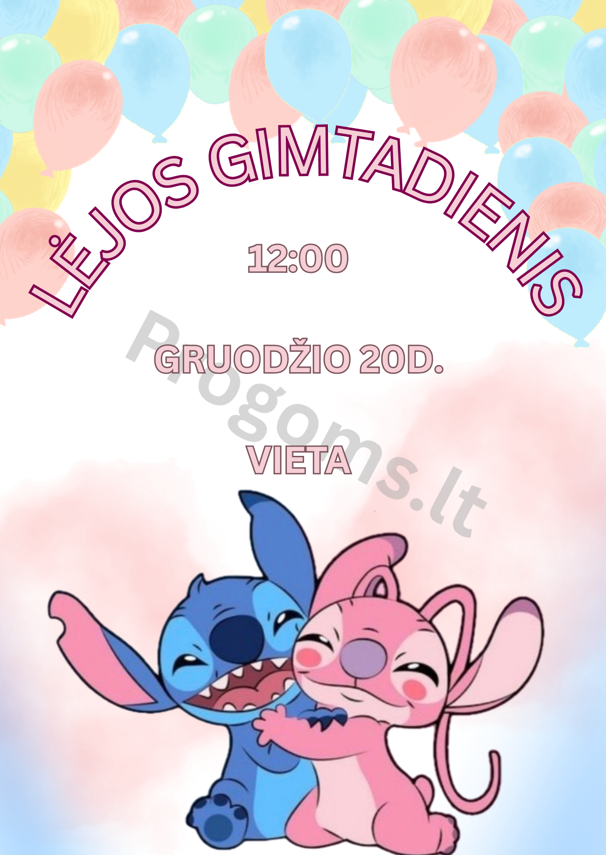 Kvietimas "Stitch 2"  (10 × 14 cm)