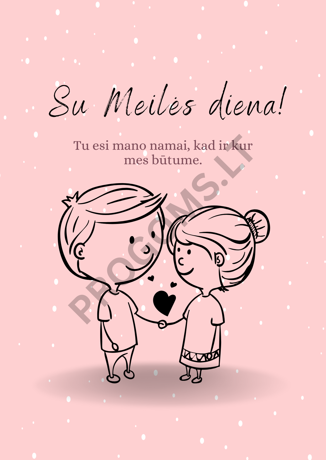 Rausvas Valentino dienos atvirukas „Su meilės diena!“