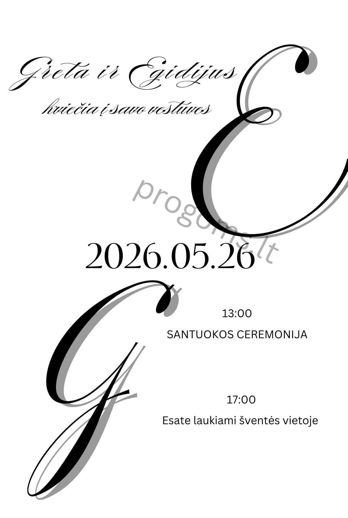 Kvietimas į vestuves "Minimalizmas" (10 × 14 cm)