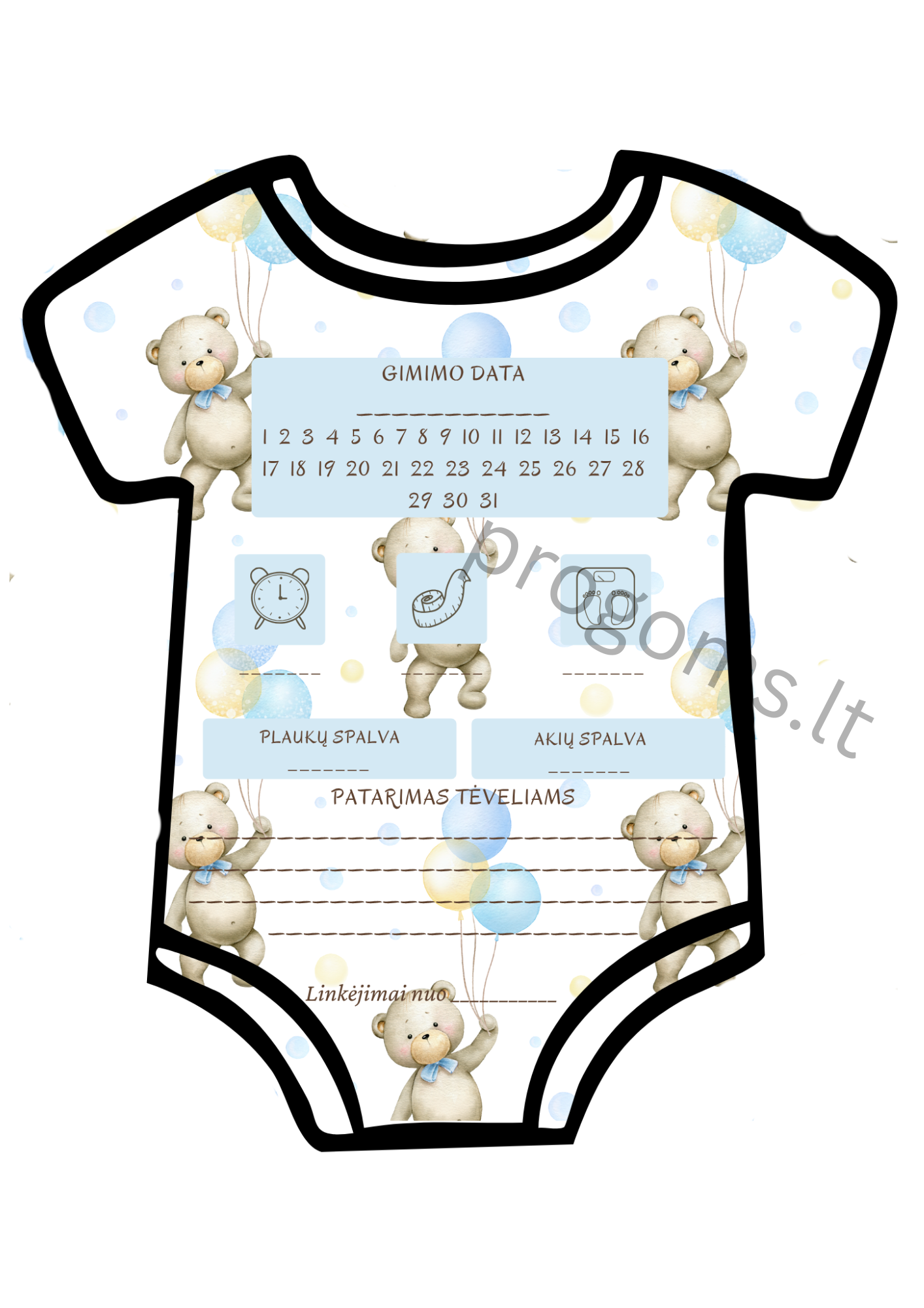 Žaidimas Mažylio prognozės. Melsvas (10 vnt.)