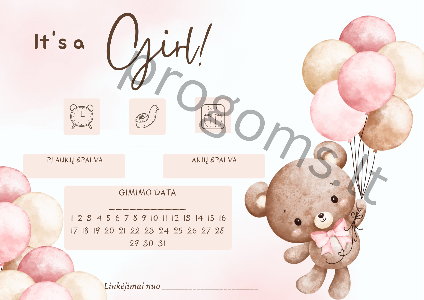 Žaidimas It's a Girl (10 vnt.) kortelių žaidimas (10,2 × 14,3 cm)