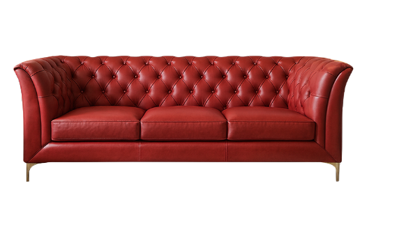 Red Leather Chesterfield Sofa