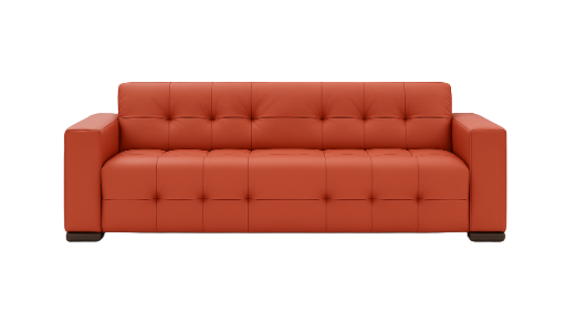 Modern Red Genuine Italian Leather Sofa 3 Seater