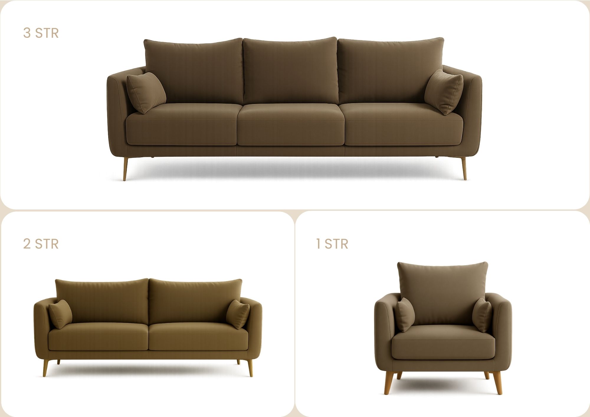 Modern Brown Sofa Set