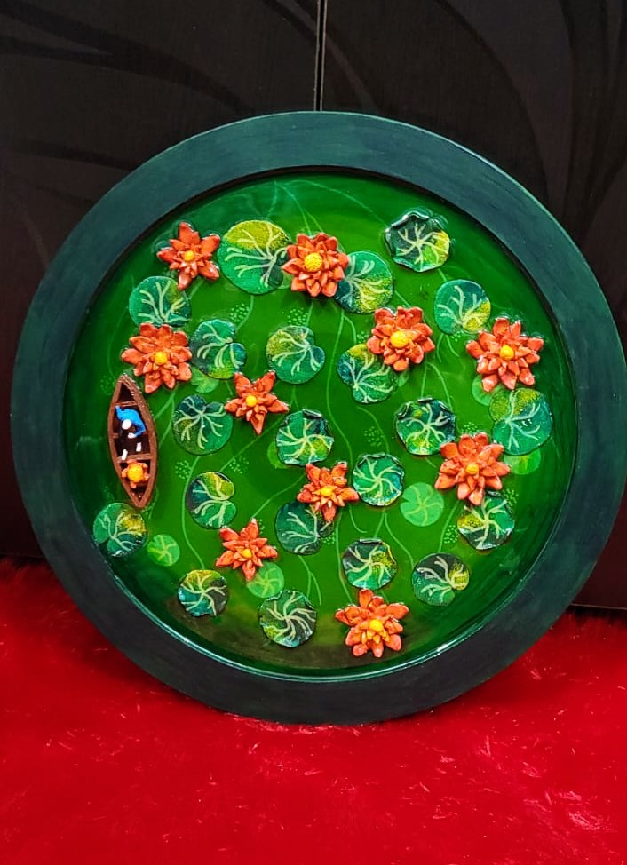 Resin Lotus Pond with Clay Detailing