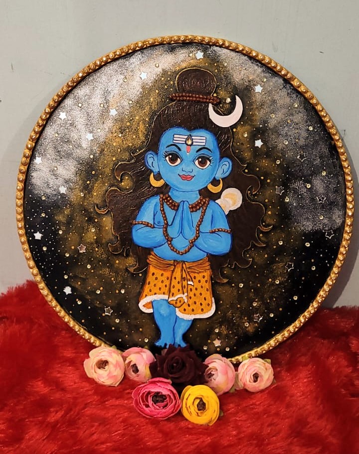 Baal Roop Shiv Ji in Lippan Frame – Celestial Elegance ✨