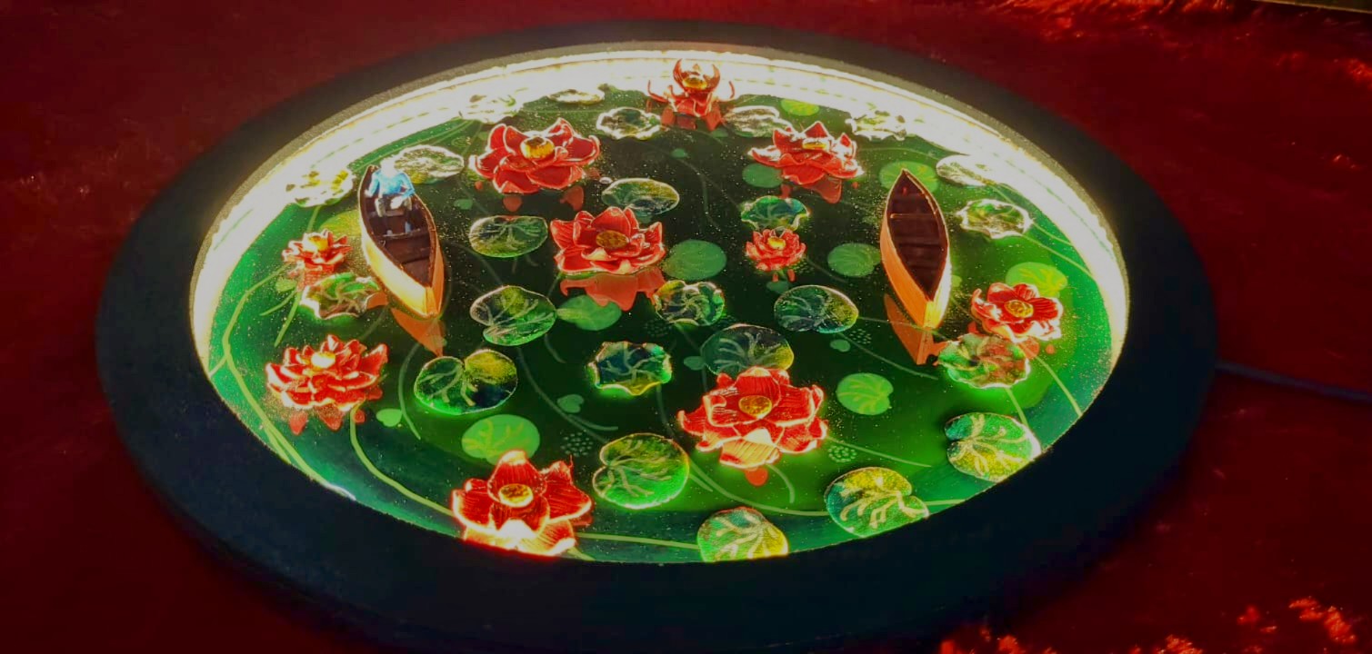 Resin Lotus Pond Wall Decor