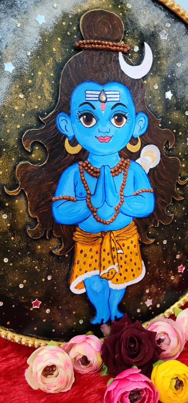 Baal Roop Shiv Ji in Lippan Frame – Celestial Elegance ✨