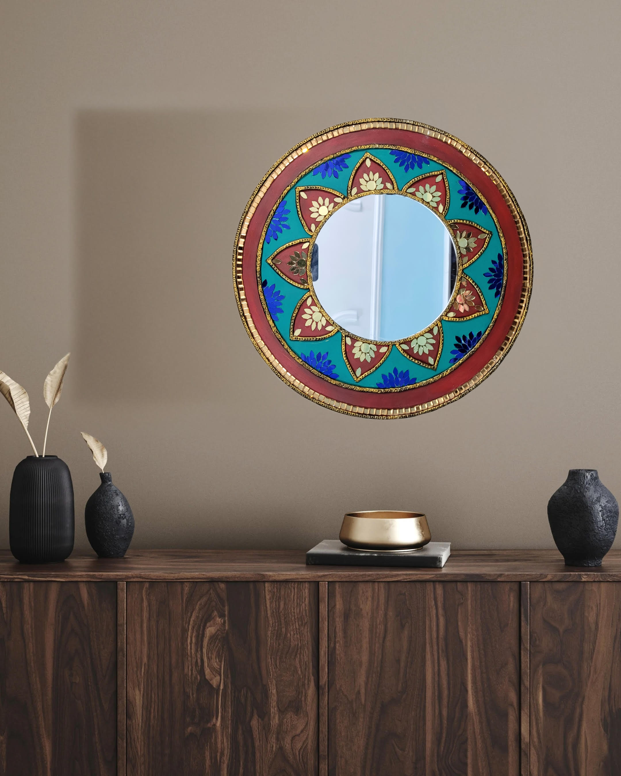 Antique Mirror Lippan Art – Timeless Glow ✨
