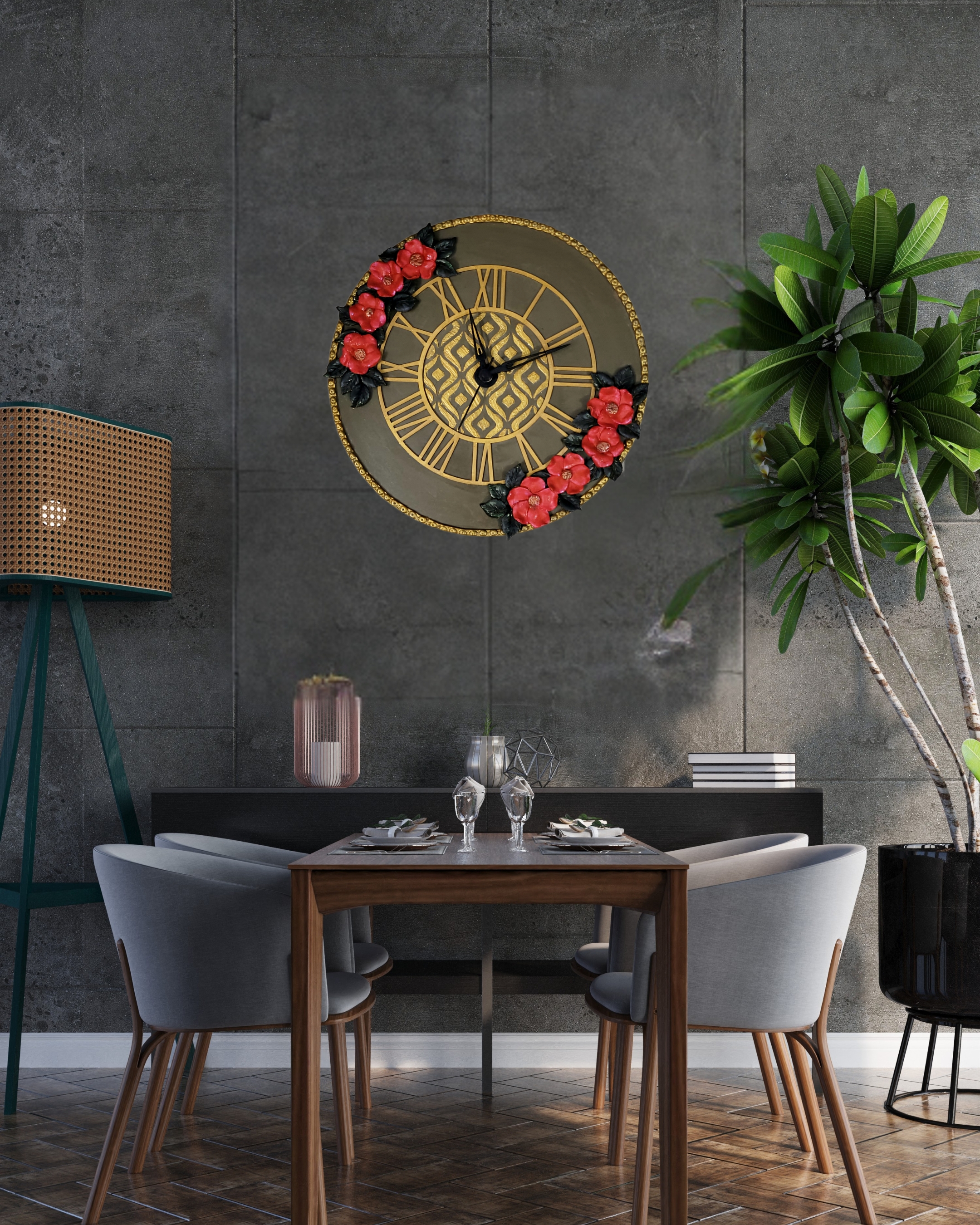 3D Art Wall Clock – Timeless Elegance in Lippan Craft