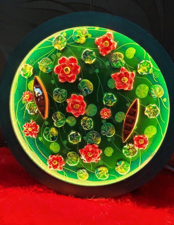 Resin Lotus Pond Wall Decor