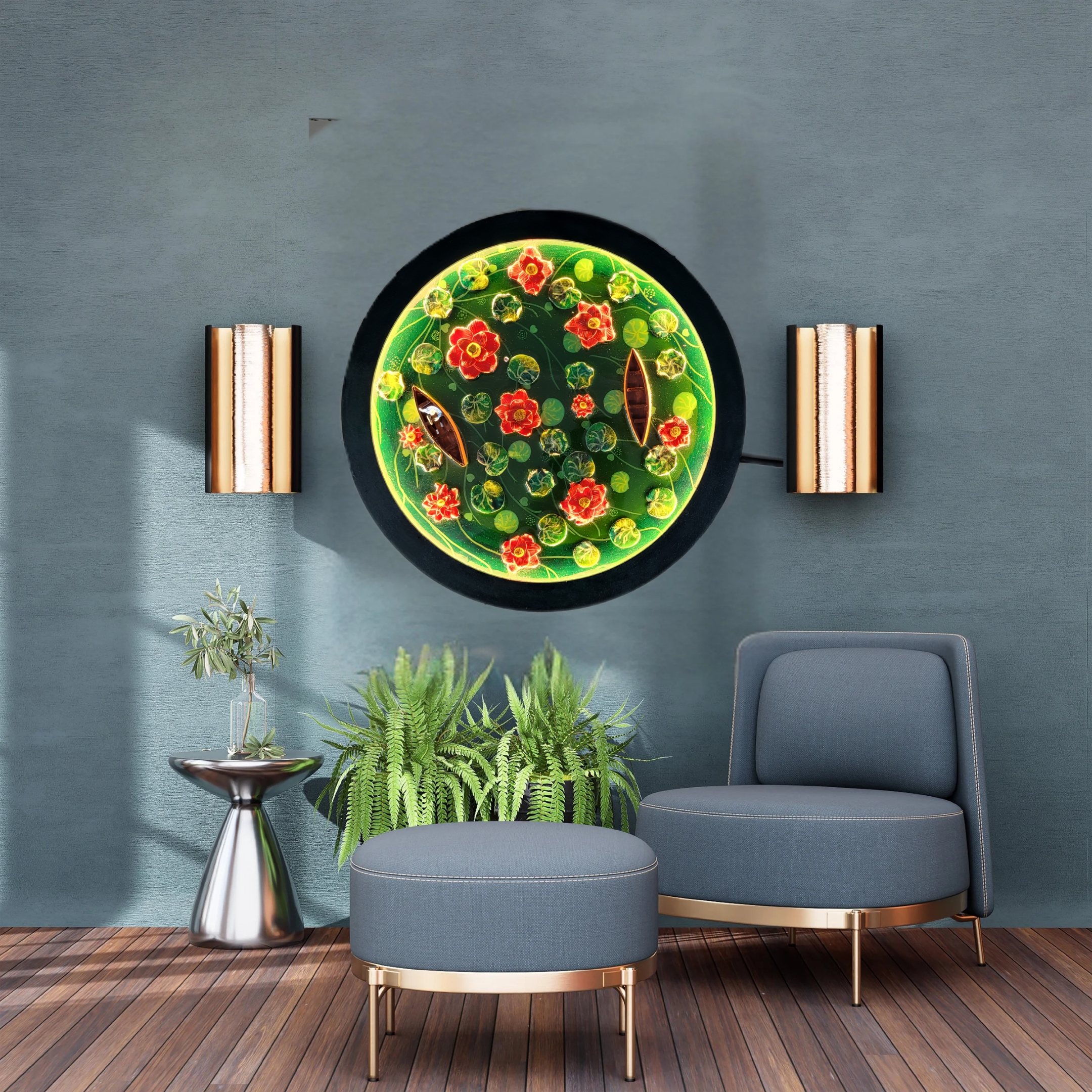 Resin Lotus Pond Wall Decor