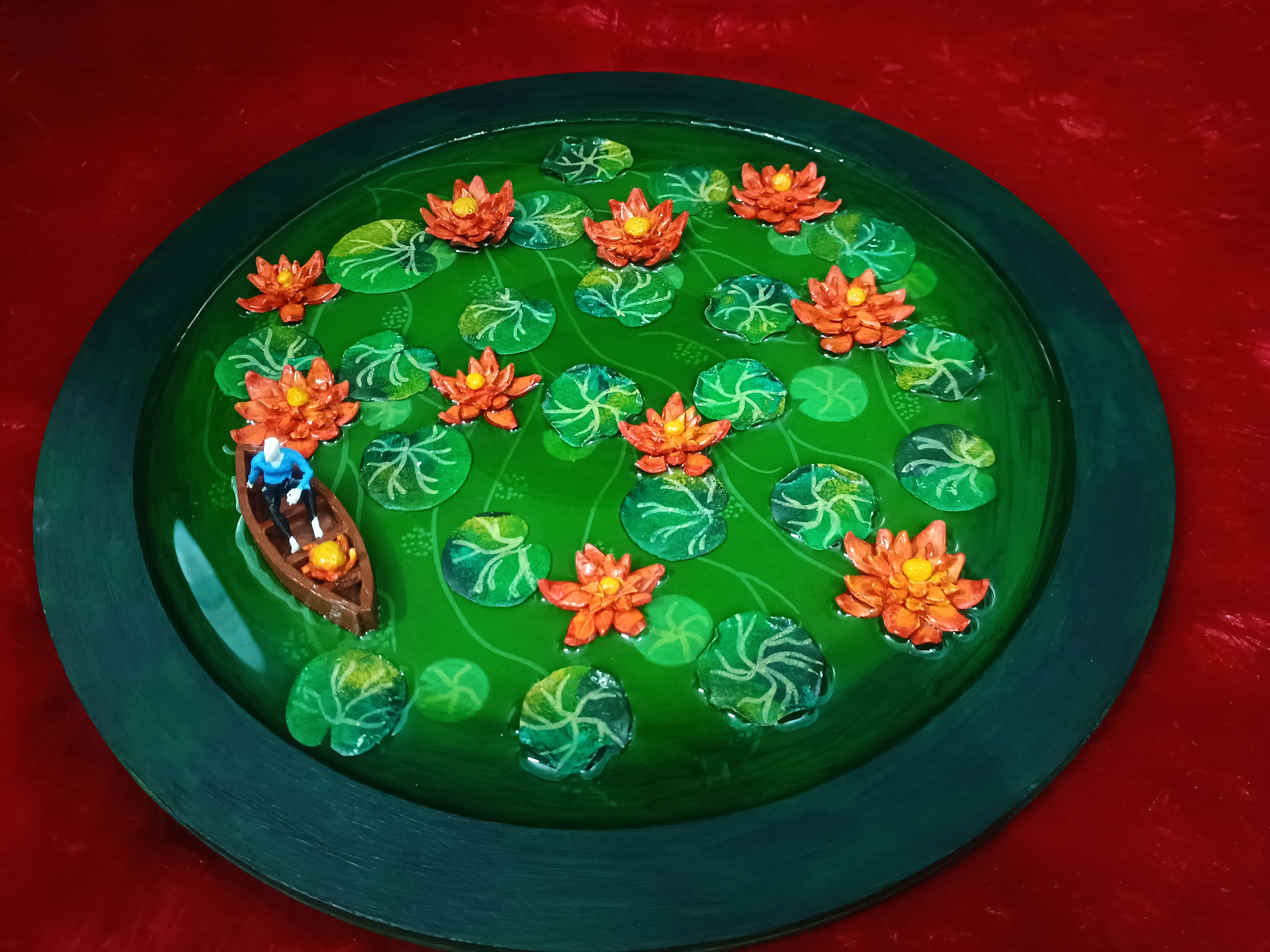 Resin Lotus Pond with Clay Detailing