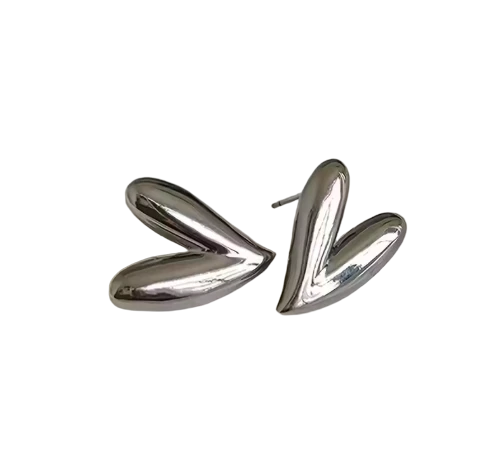 Brinco coração prata