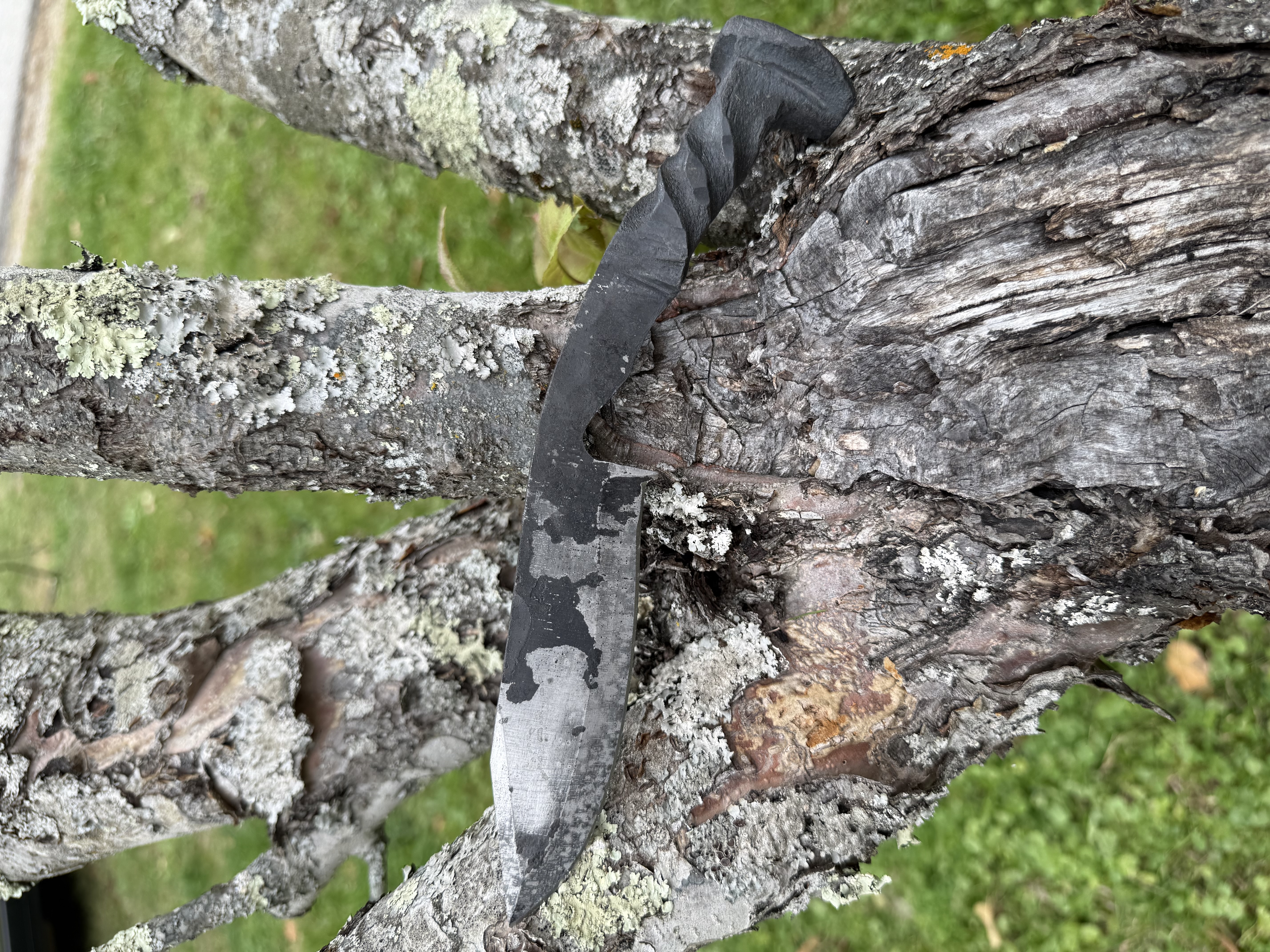 Hybrid Railroad Spike Blade with Handle Twist