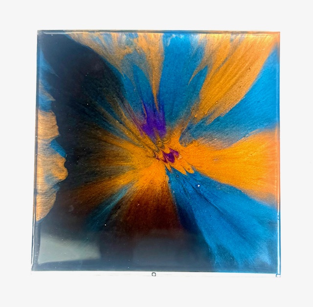 Blue, Black and Orange Abstract