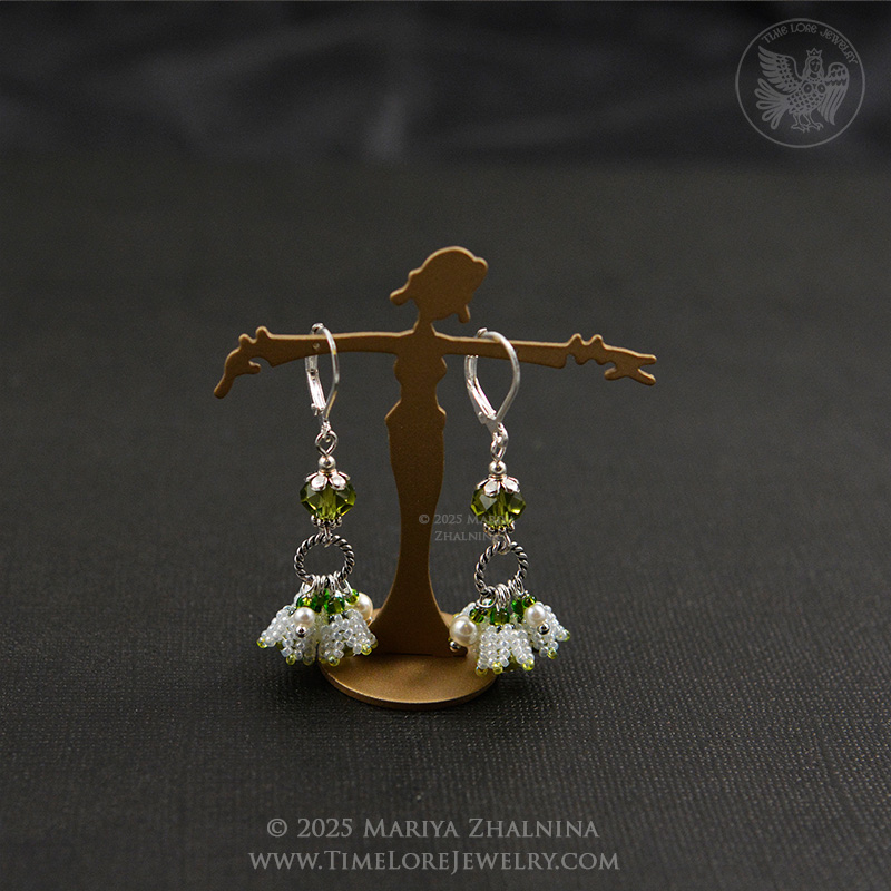 White Lily-Of-The-Valley Flower Spring Bouquet Earrings