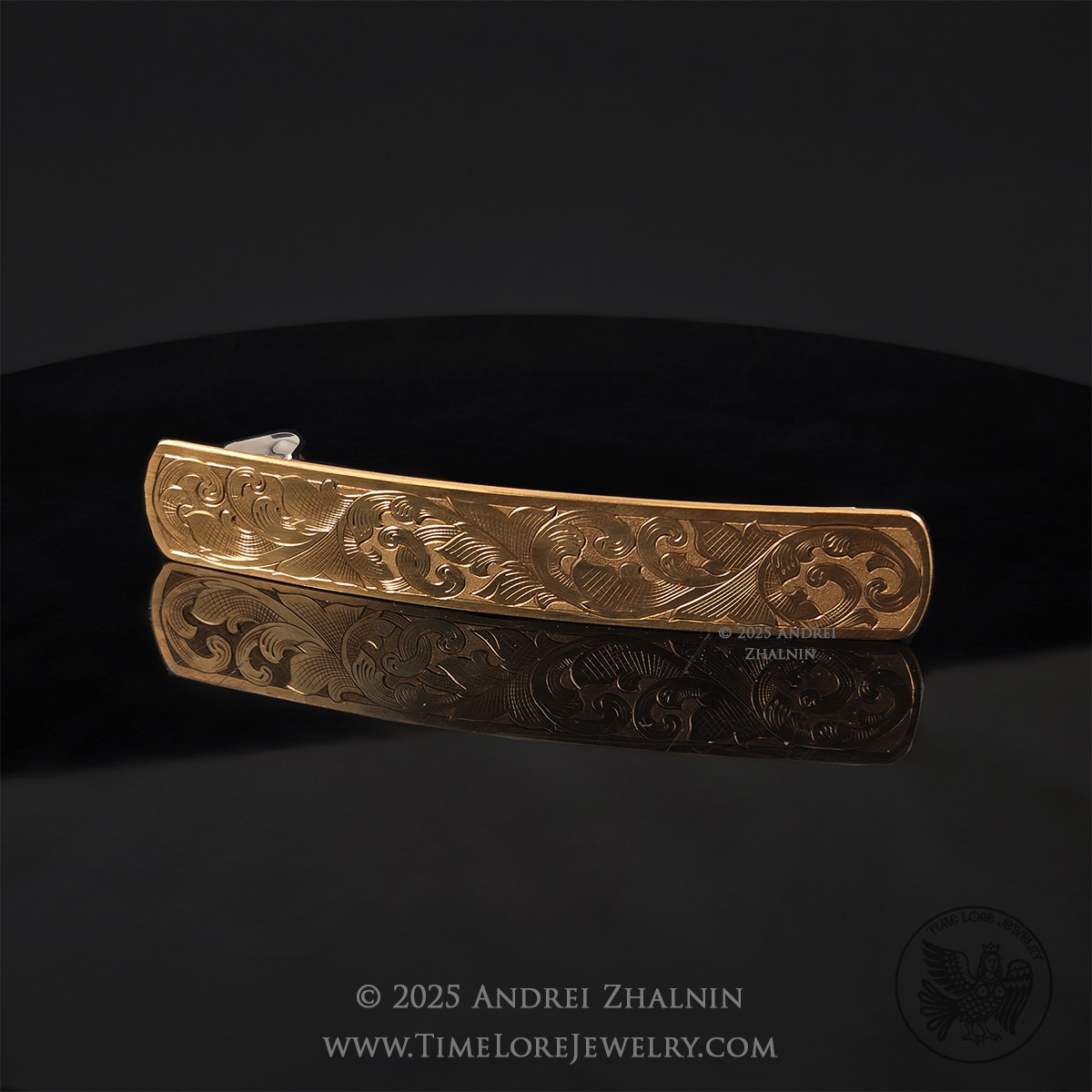 Hair Barrette - Scroll Design - Brass