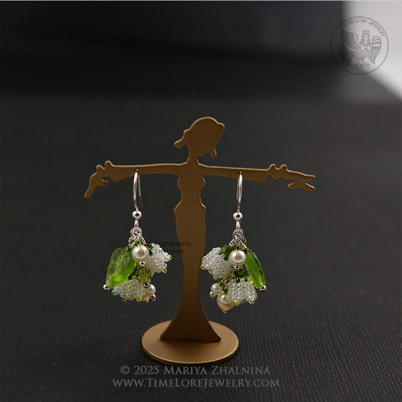 White Lily-Of-The-Valley Flower Spring Bouquet Earrings