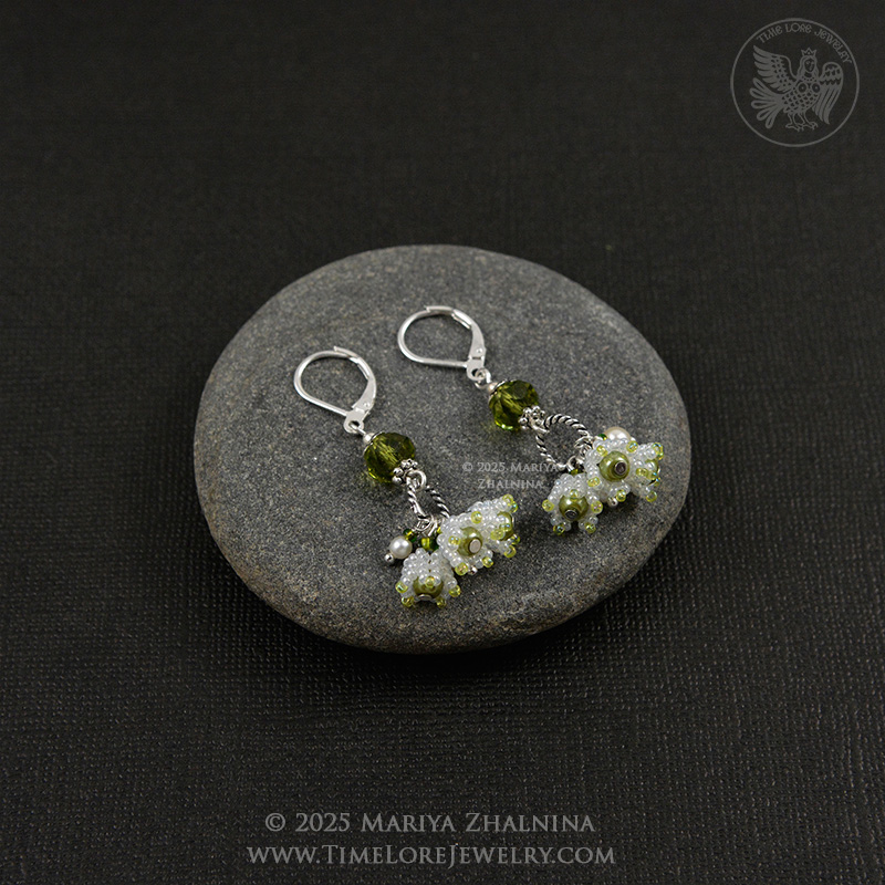 White Lily-Of-The-Valley Flower Spring Bouquet Earrings