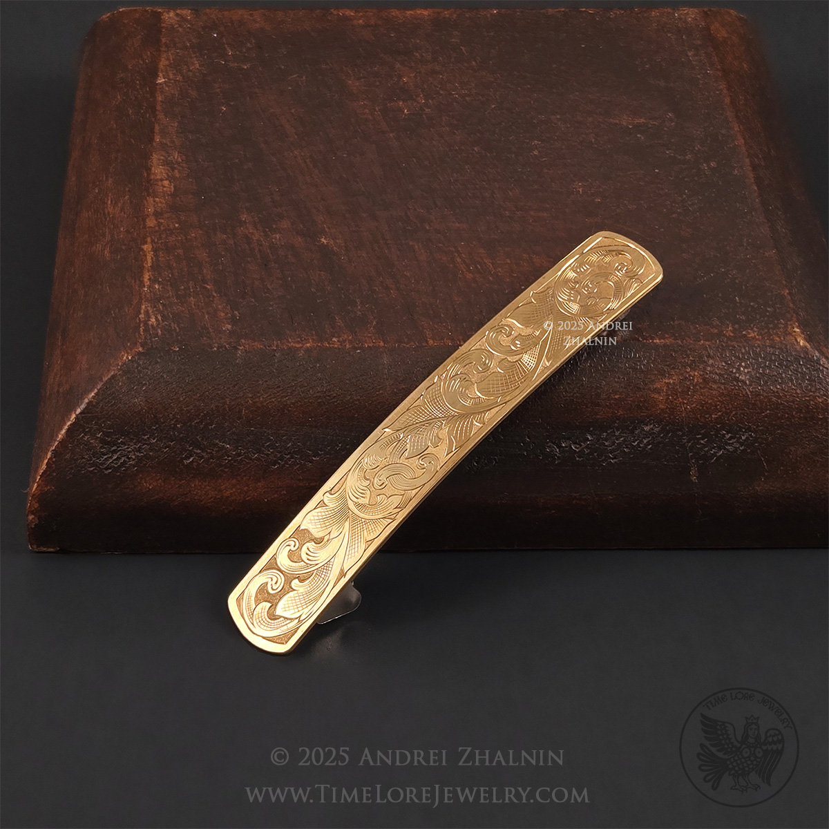 Hair Barrette - Scroll Design - Brass