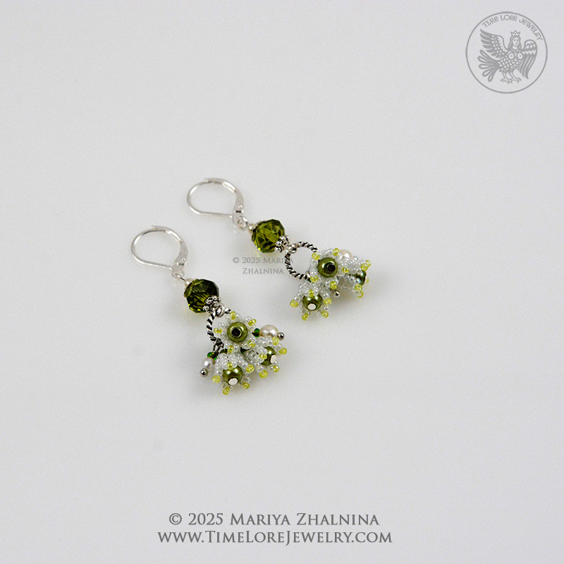 White Lily-Of-The-Valley Flower Spring Bouquet Earrings