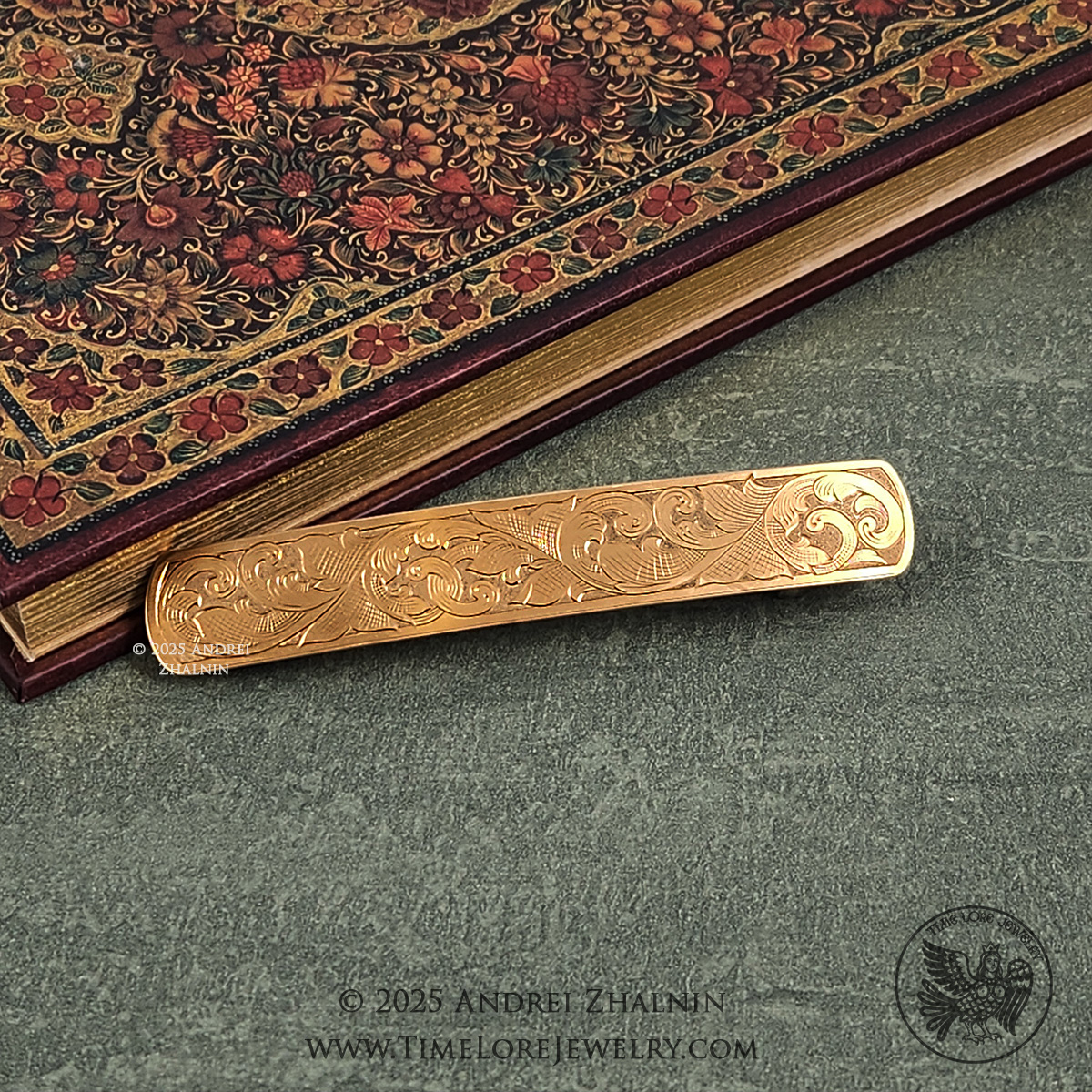 Hair Barrette - Scroll Design - Brass