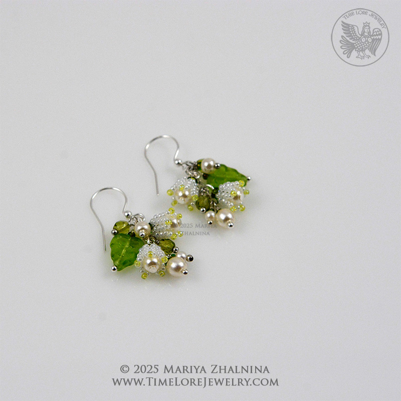 White Lily-Of-The-Valley Flower Spring Bouquet Earrings